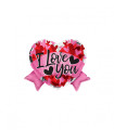 Mylar I Love You Heart with Bow MiniShape w14" pack 5pcs