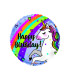 Mylar Happy Birthday Rainbow Unicorn Round 18" 1pc