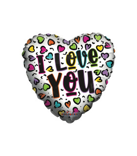 Mylar I Love You Spotted Heart 18" 1pc