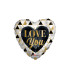 Mylar I Love You Gold and Black Heart 18" 1pc