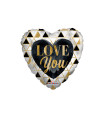 Mylar I Love You Gold and Black Heart 18" 1pc