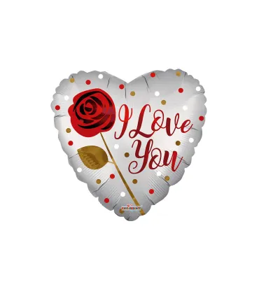 Mylar Love with Rose and Polka Dots Heart 18" 1pc