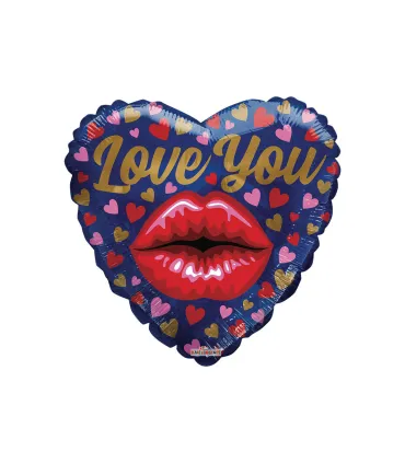 Mylar Love You Heart Kiss 18" 1pc