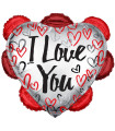 Mylar I Love You Cursive with SuperShape Hearts w36" 1pc