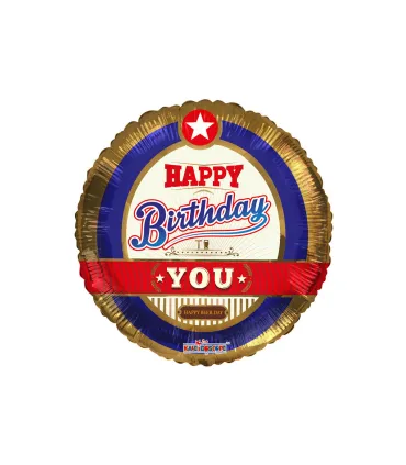 Mylar Happy Birthday Beer Label Round 18" 1pc