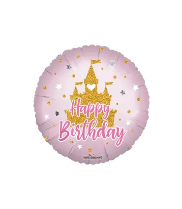 Mylar Happy Birthday Castle Princess Round 18" 1pc