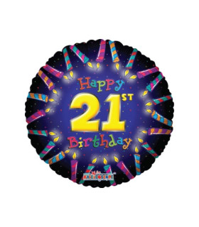 Mylar 21st Birthday Candles Round 18" 1pc