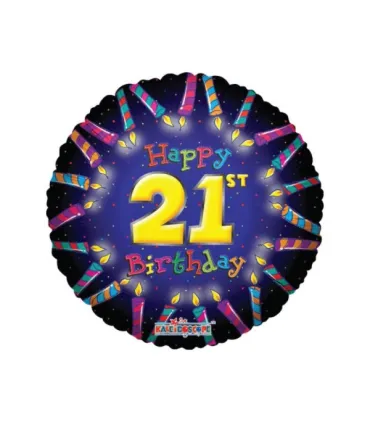 Mylar 21st Birthday Candles Round 18" 1pc