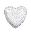 Mylar Best Wishes White and Silver Heart 18" 1pc