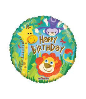 Mylar Happy Birthday Jungle Round 18" 1pc