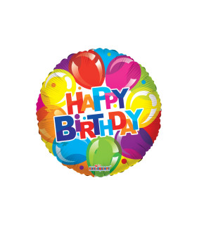 Mylar Happy Birthday Balloons Round 18" 1pc