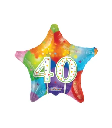 Mylar 40 Birthday Candles Multicolor Star 18" 1pc