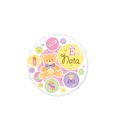 Mylar Nata Rosa Tondo MiniShape 9" pack. 5pcs