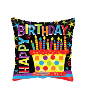 Mylar Happy Birthday Cake Gellibean Square 18" 1pc