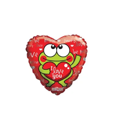 Mylar I Love You Frog Heart MiniShape 9" pack 5pcs