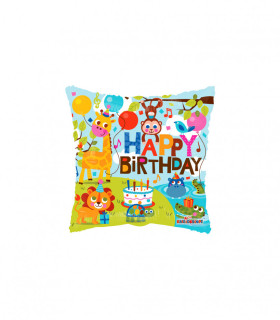 Mylar Happy Birthday Jungle Square 18" 1pc