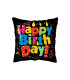 Mylar Happy Birthday Candles Black Square 18" 1pc