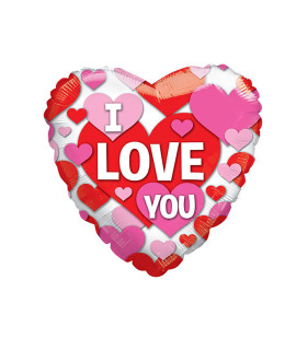 Mylar I Love You Heart Hearts 18" 1pc