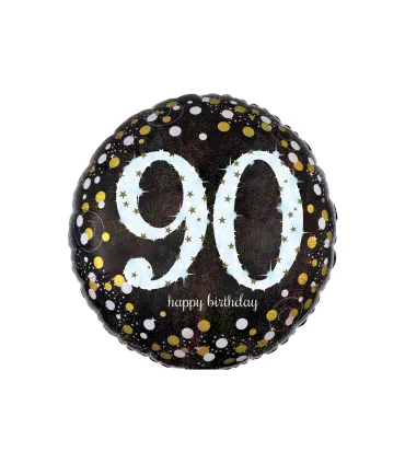 Mylar Happy Birthday 90 Years Sparkling Round 18" 1pc