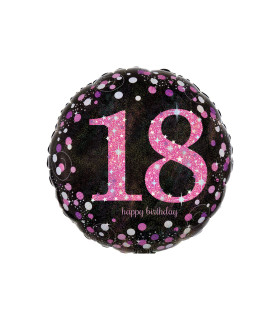 Mylar Happy Birthday 18 Pink Celebration Round 18" 1pc