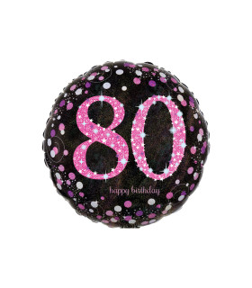 Mylar Happy Birthday 80 Pink Celebration Round 18" 1pc