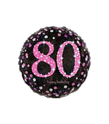 Mylar Happy Birthday 80 Pink Celebration Round 18" 1pc