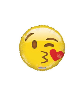 Mylar Emoticon Round Kiss 9" pack 5pcs