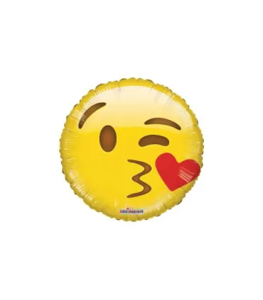 Mylar Emoticon Round Kiss 9" pack 5pcs