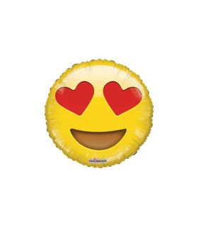 Mylar Emoticon Hearts Round 9" pack 5pcs
