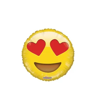Mylar Emoticon Hearts Round 9" pack 5pcs