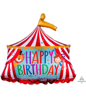 Mylar Happy Birthday Circus Marquee SuperShape w28" 1pc