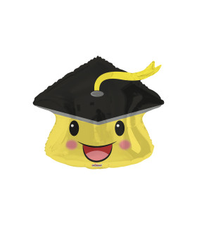 Mylar Graduation Smile with Black Touch h18" 1pc