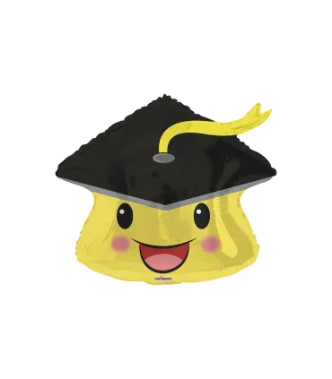 Mylar Graduation Smile with Black Touch h18" 1pc