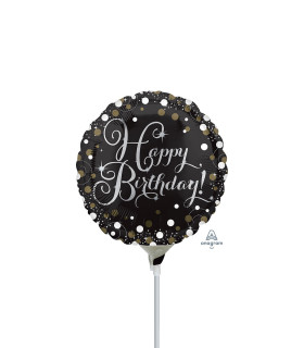 Mylar Happy Birthday Scintille Round MiniShape 9" pack 5pcs