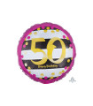 Mylar Happy Birthday 50 Years Pink and Gold Round 18" 1pc