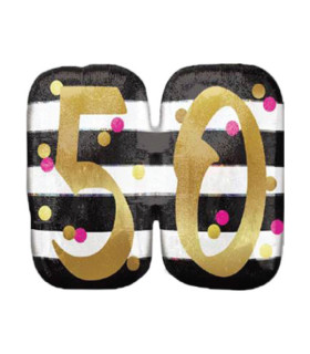 Mylar 50 Pink & Gold Supershape w25" 1pc