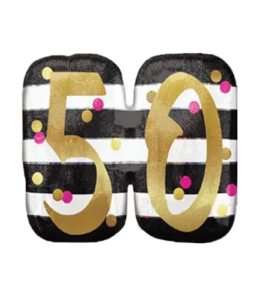 Mylar 50 Pink & Gold Supershape w25" 1pc