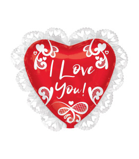 Mylar I Love You in SuperShape Heart Lace 23" 1pc