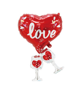 Mylar Love Champagne SuperShape Glasses h28" 1pc