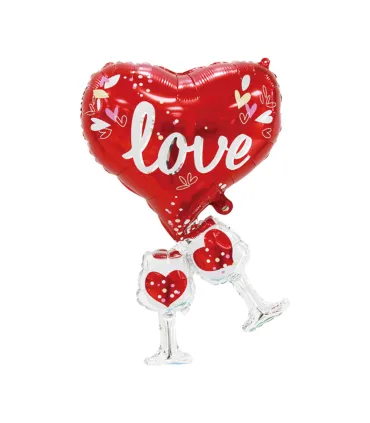 Mylar Love Champagne SuperShape Glasses h28" 1pc
