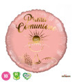 Mylar First Communion Antique Pink Round K-Green 18" 1pc