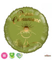 Mylar First Communion Olive Green Round K-Green 18" 1pc