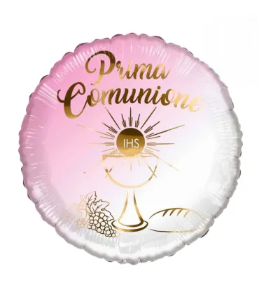 Mylar First Communion Pink Round K-Green 18" 1pc