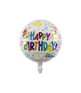 Mylar Happy Birthday Ologr. Round Confetti 18" 1pc