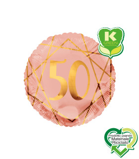Mylar 50 Years Geoid Pink Gold Round K-Green 18" 1pc
