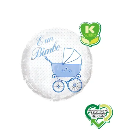 Mylar E' un Bimbo Celeste with Round Polka Dots K-Green 18" 1pc