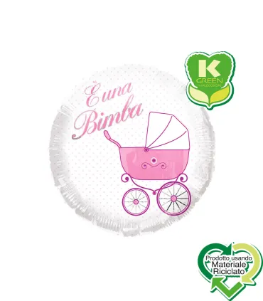 Mylar E' una Bimba Rosa a Pois Round K-Green 18" 1pc