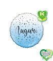 Mylar Greeting Light Blue with Drops Round K-Green 18" 1pc