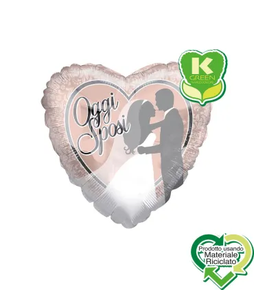 Mylar Today Newlyweds Heart K-Green 18" 1pc