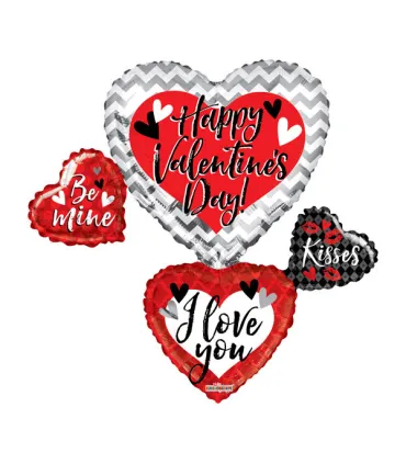 Mylar Hearts Happy Valentine's Day 36"